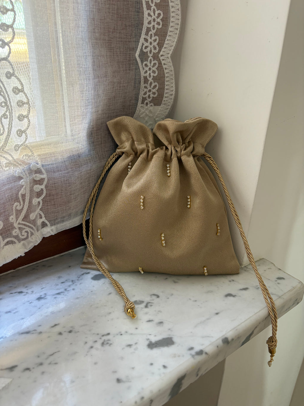 Mini bag oro piccoli strass